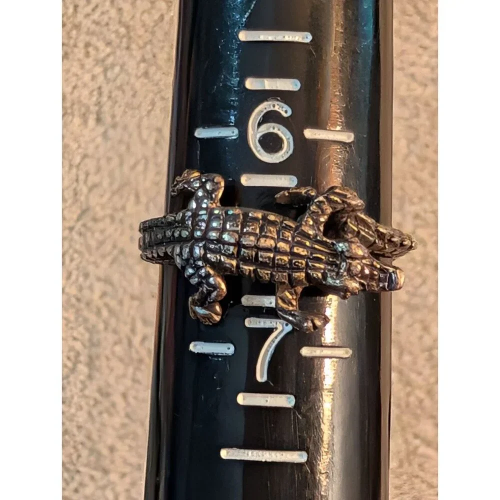 Sterling Silver Alligator Bypass Ring Sz 6.5 Textured Crocodile Design - Picture 2 of 15